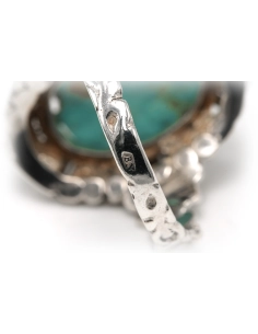 Bague Art Nouveau en argent sertie d'une turquoise - 7