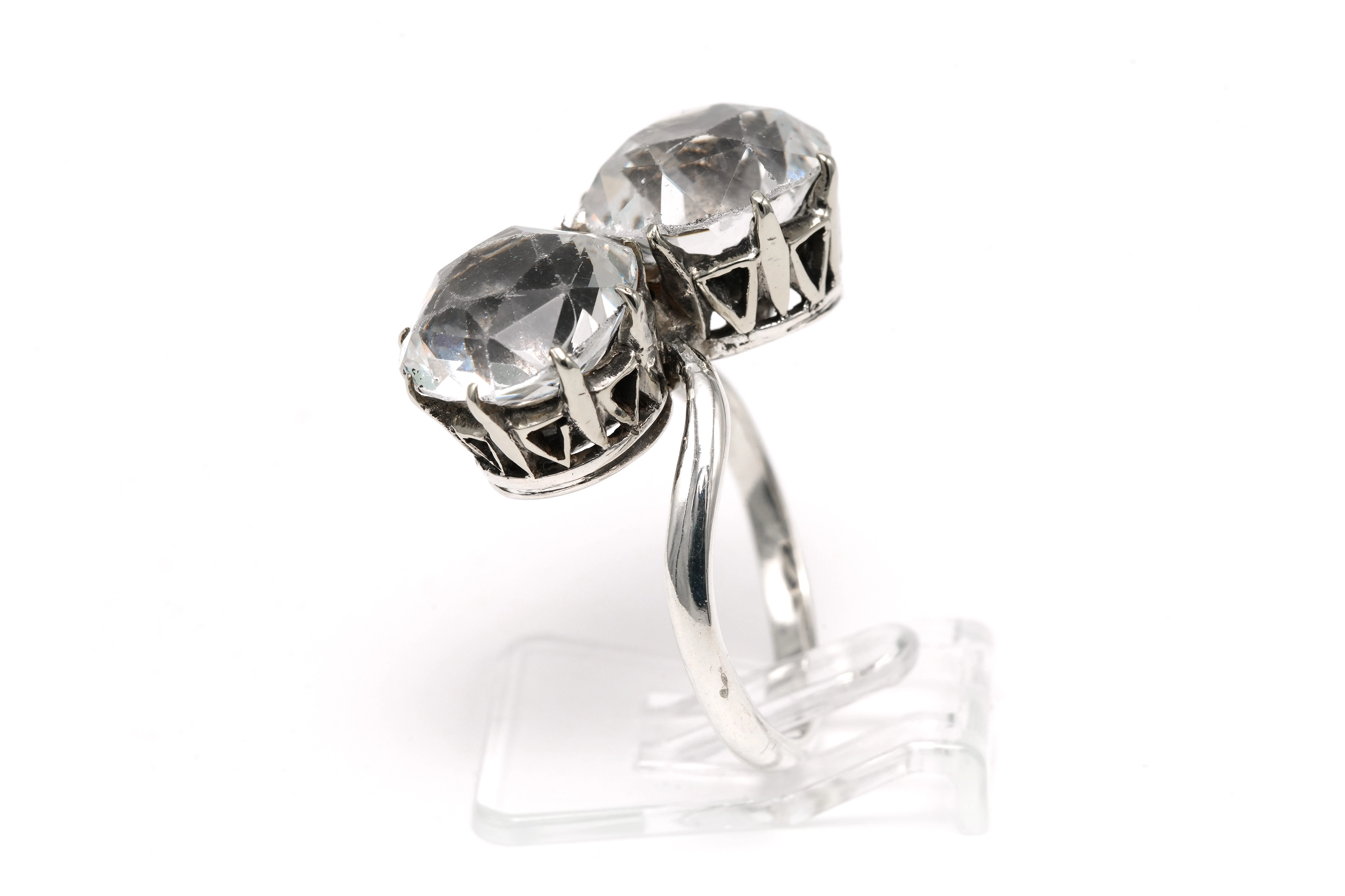 Bague Art Nouveau en argent sertie de strass - 3