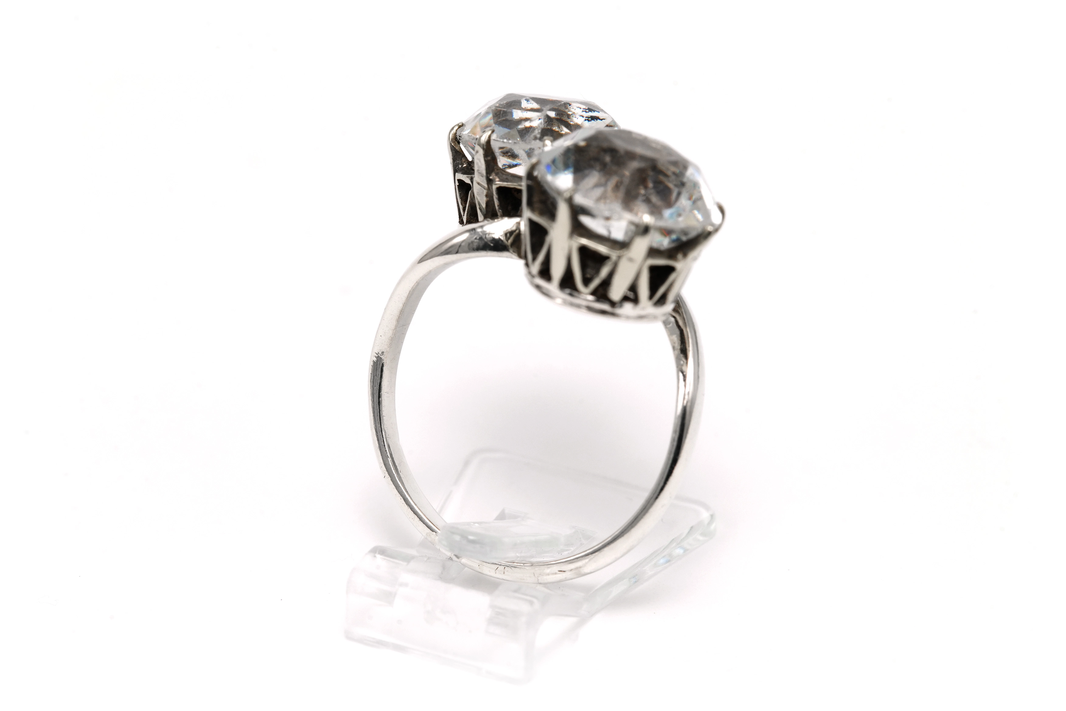 Bague Art Nouveau en argent sertie de strass - 5