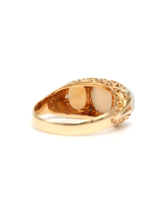 Bague Napoléon III en or jaune 9 carats sertie d'opales et de diamants taille "rose" - 5