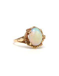 Bague Art Déco en or jaune 9 carats sertie d'une opale - 6