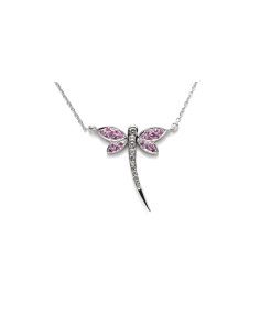 Collier contemporain en or blanc 18 carats serti de rubis et de diamants taille "brillant" (+-0.10ct) - 1