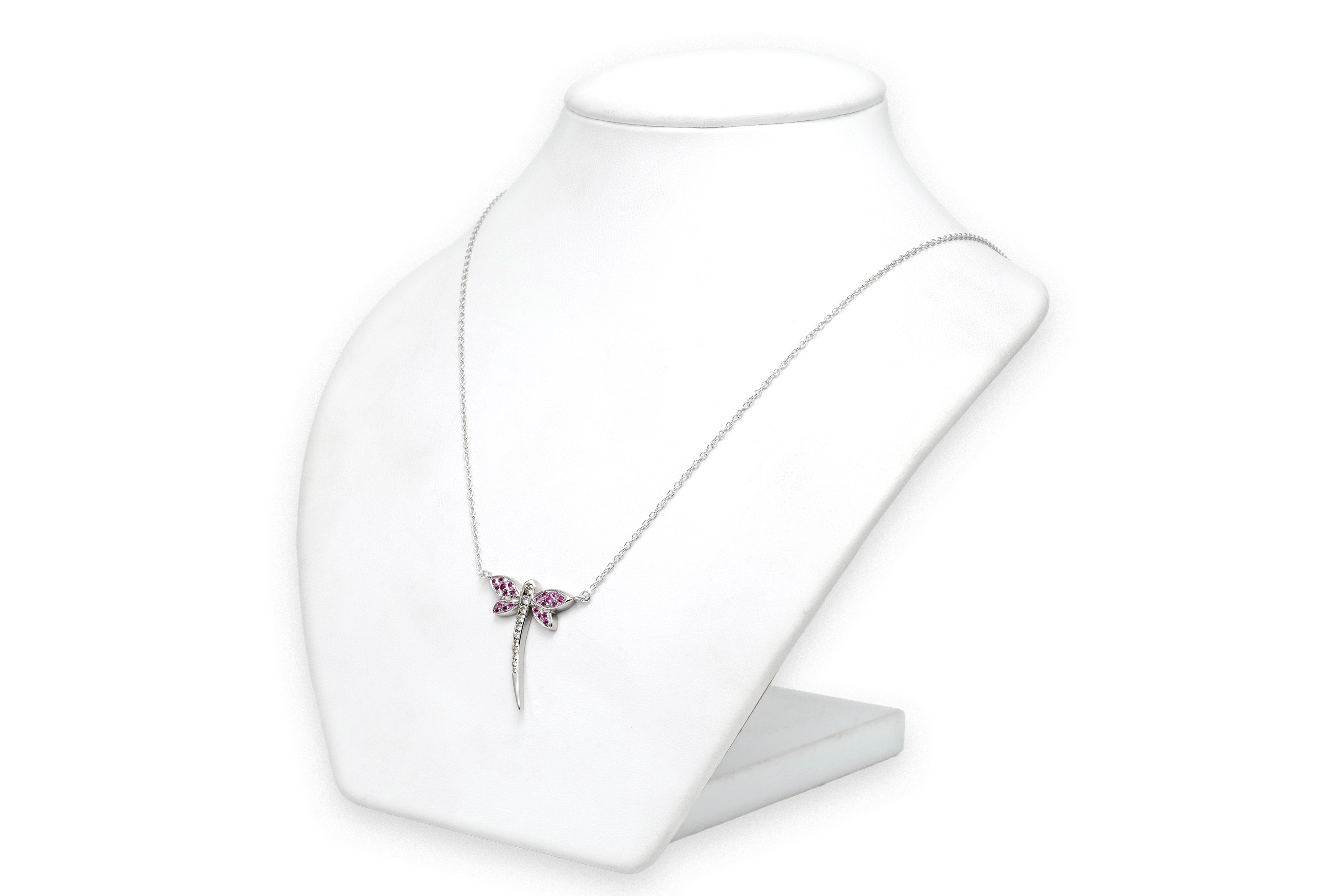 Collier contemporain en or blanc 18 carats serti de rubis et de diamants taille "brillant" (+-0.10ct) - 3