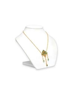 Collier Années 50 en or jaune 18 carats serti d'émeraudes et de perles - 4