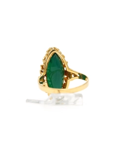 Bague Années 50 en or jaune 18 carats sertie de perle et d'une chrysocolle - 4