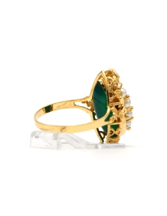 Bague Années 50 en or jaune 18 carats sertie de perle et d'une chrysocolle - 5