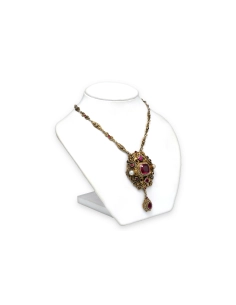 Collier Art Déco en vermeil serti de rubis de synthèse, de perles et d'émail - 3