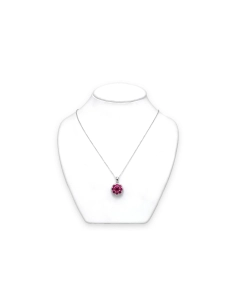 Collier contemporain en argent 925 serti de rubis de synthèse et de zirconiums - 1