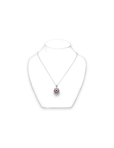 Collier contemporain en argent 925 serti de rubis de synthèse et de zirconiums - 4
