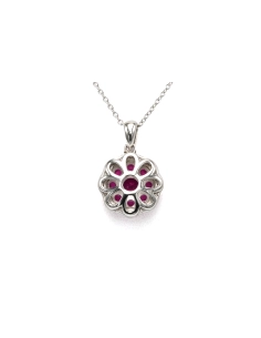 Collier contemporain en argent 925 serti de rubis de synthèse et de zirconiums - 5