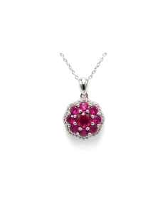Collier contemporain en argent 925 serti de rubis de synthèse et de zirconiums - 6