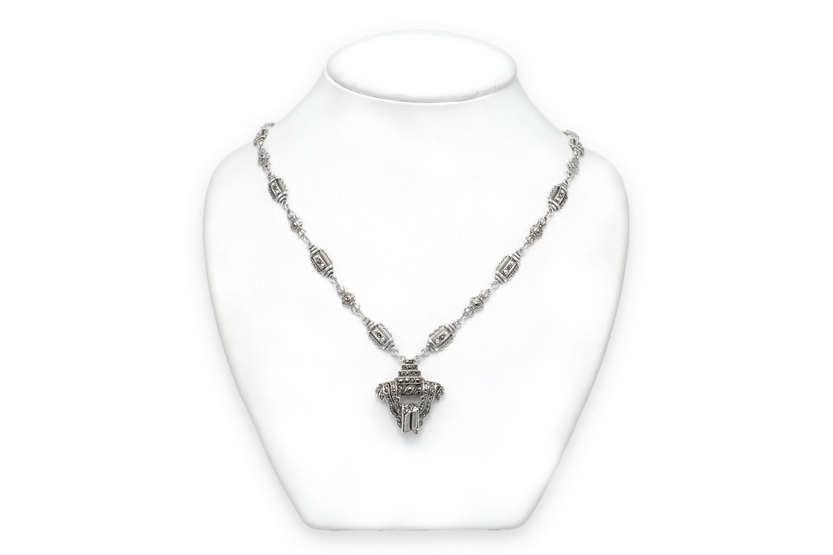 Collier Art Déco en argent 935 serti de marcassites - 2