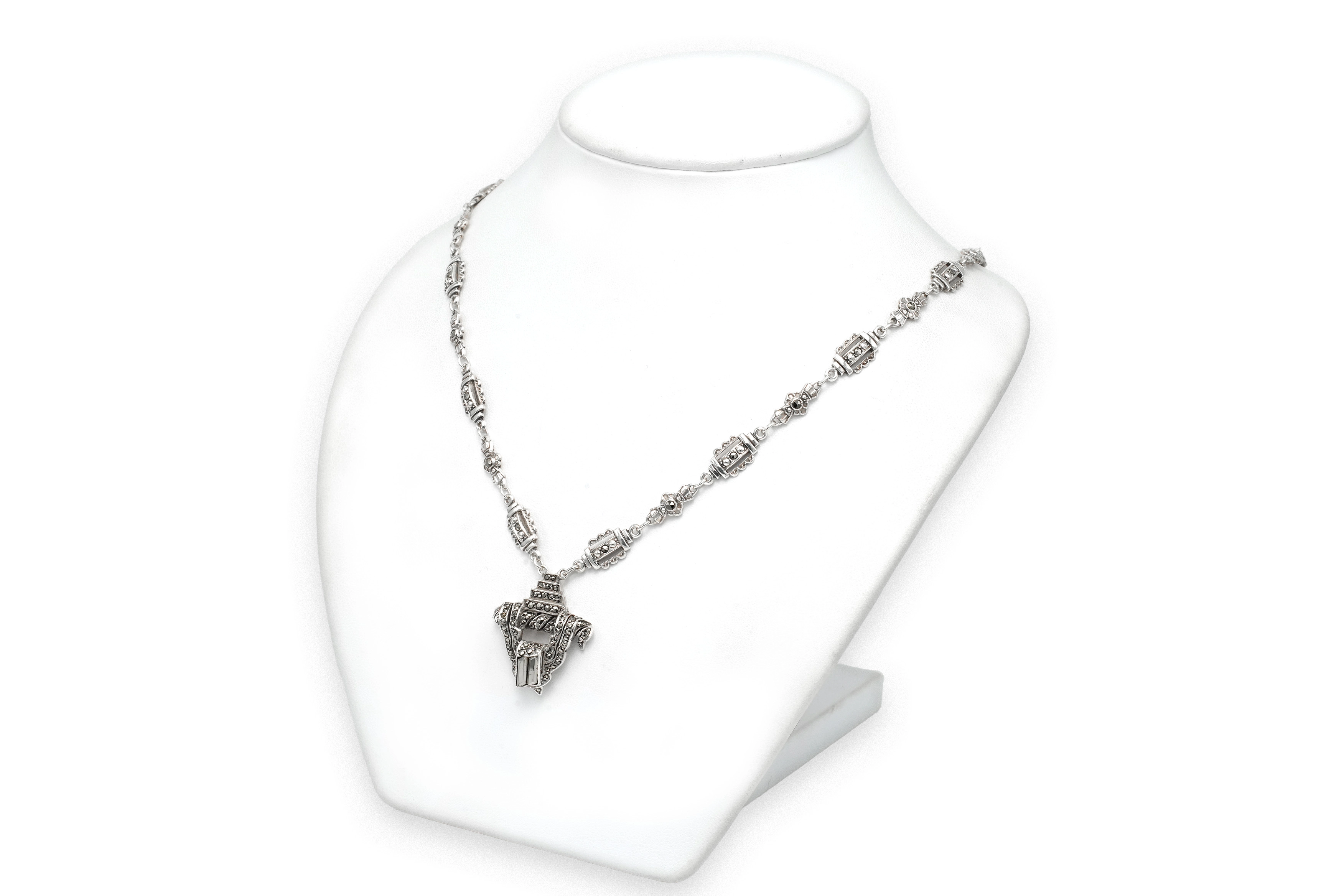 Collier Art Déco en argent 935 serti de marcassites - 3
