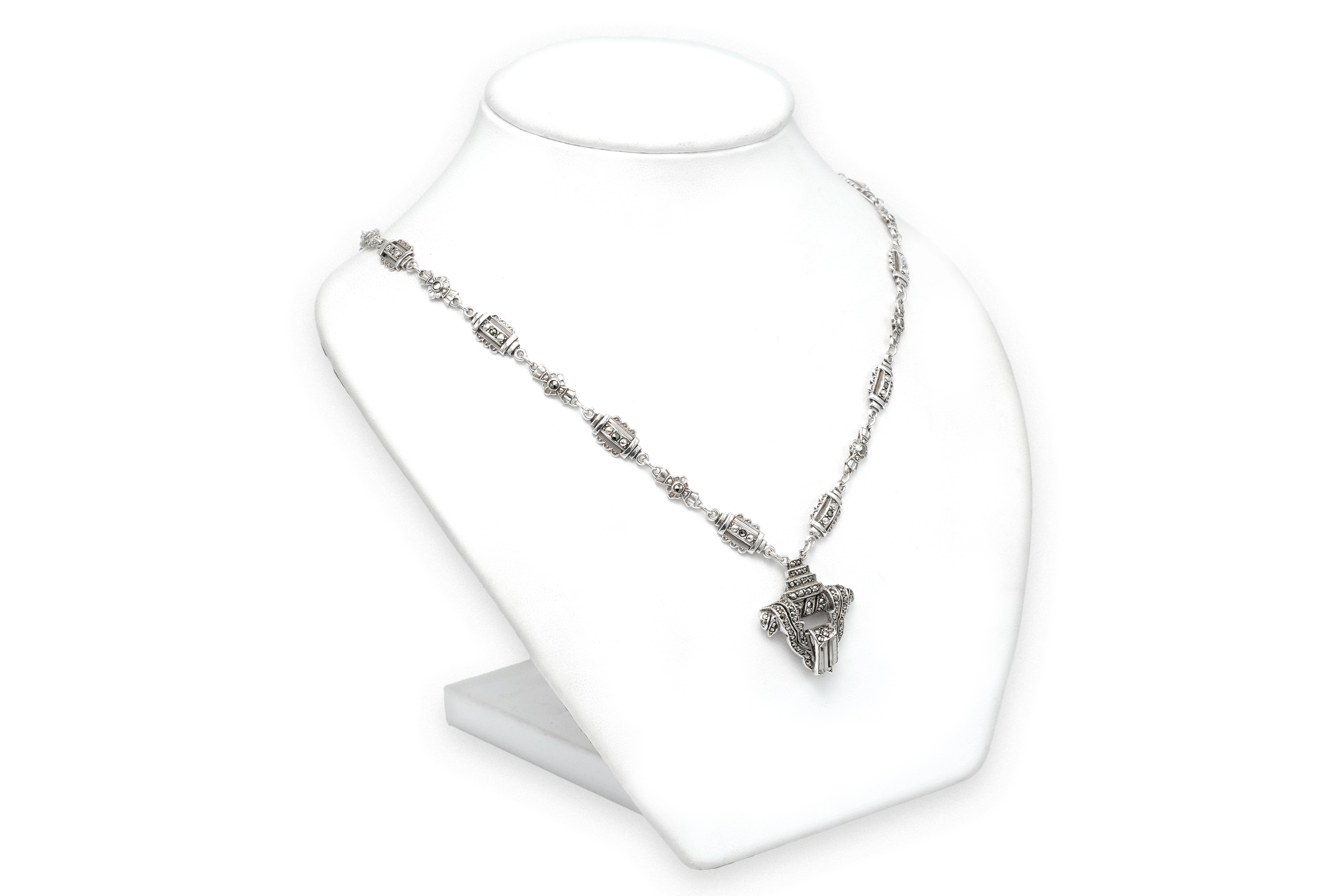 Collier Art Déco en argent 935 serti de marcassites - 4