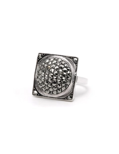 Bague Art Déco en argent sertie de marcassites - 2