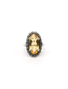 Bague Art Déco en argent sertie d'une citrine et de marcassites - 1