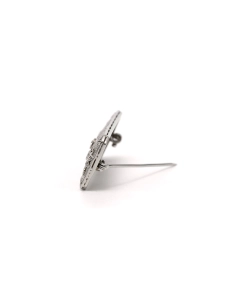 Broche Art Déco en or blanc 18 carats sertie de saphirs, d'un diamant "old cut", de taille "rose" et "8/8" - 3