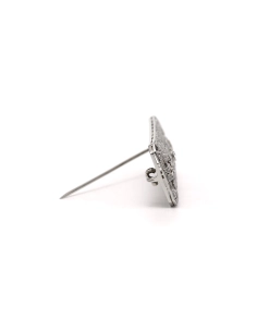 Broche Art Déco en or blanc 18 carats sertie de saphirs, d'un diamant "old cut", de taille "rose" et "8/8" - 5