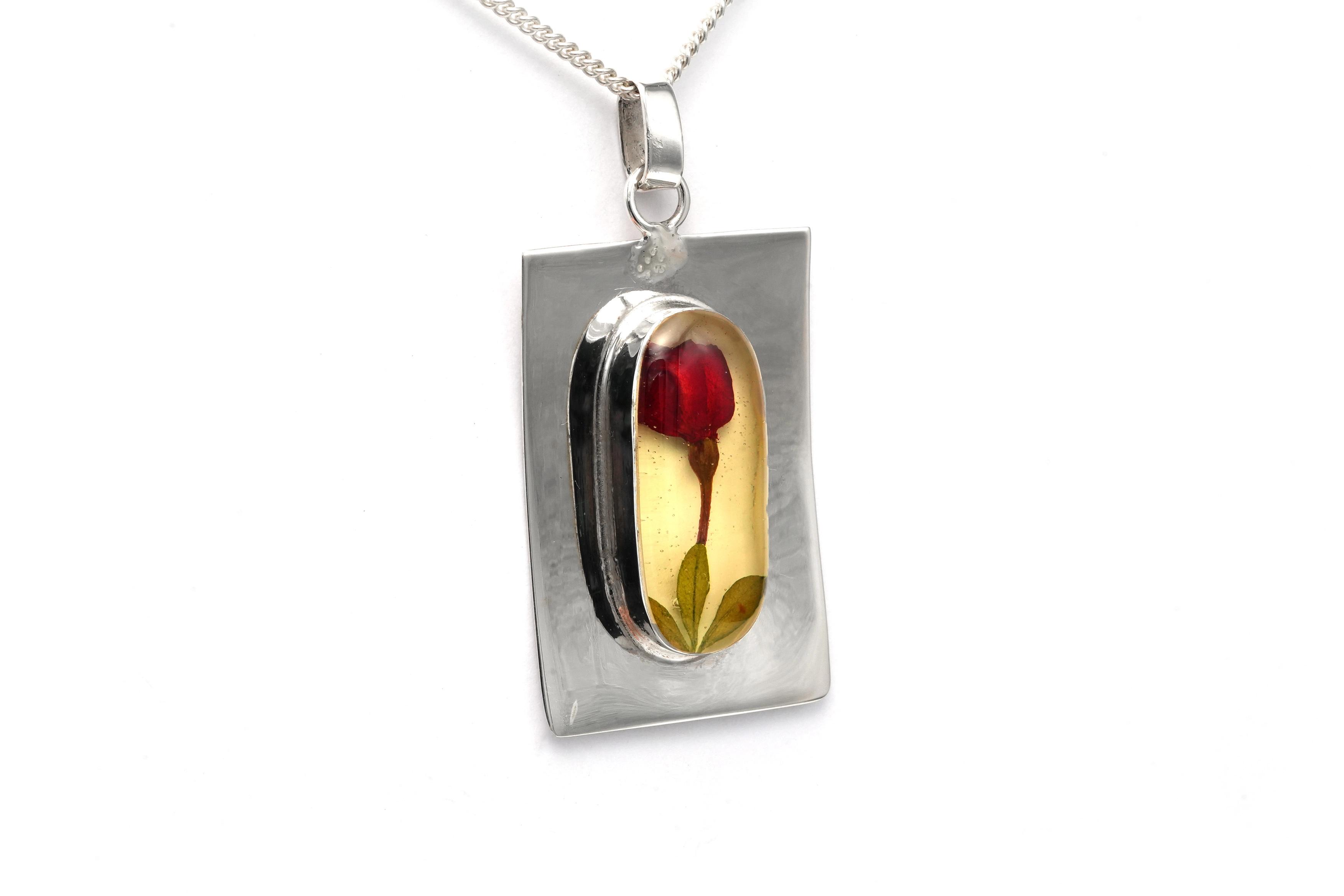 Pendentif Années 70 en argent 925 serti de résine - 2