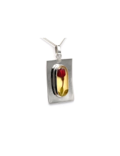Pendentif Années 70 en argent 925 serti de résine - 2