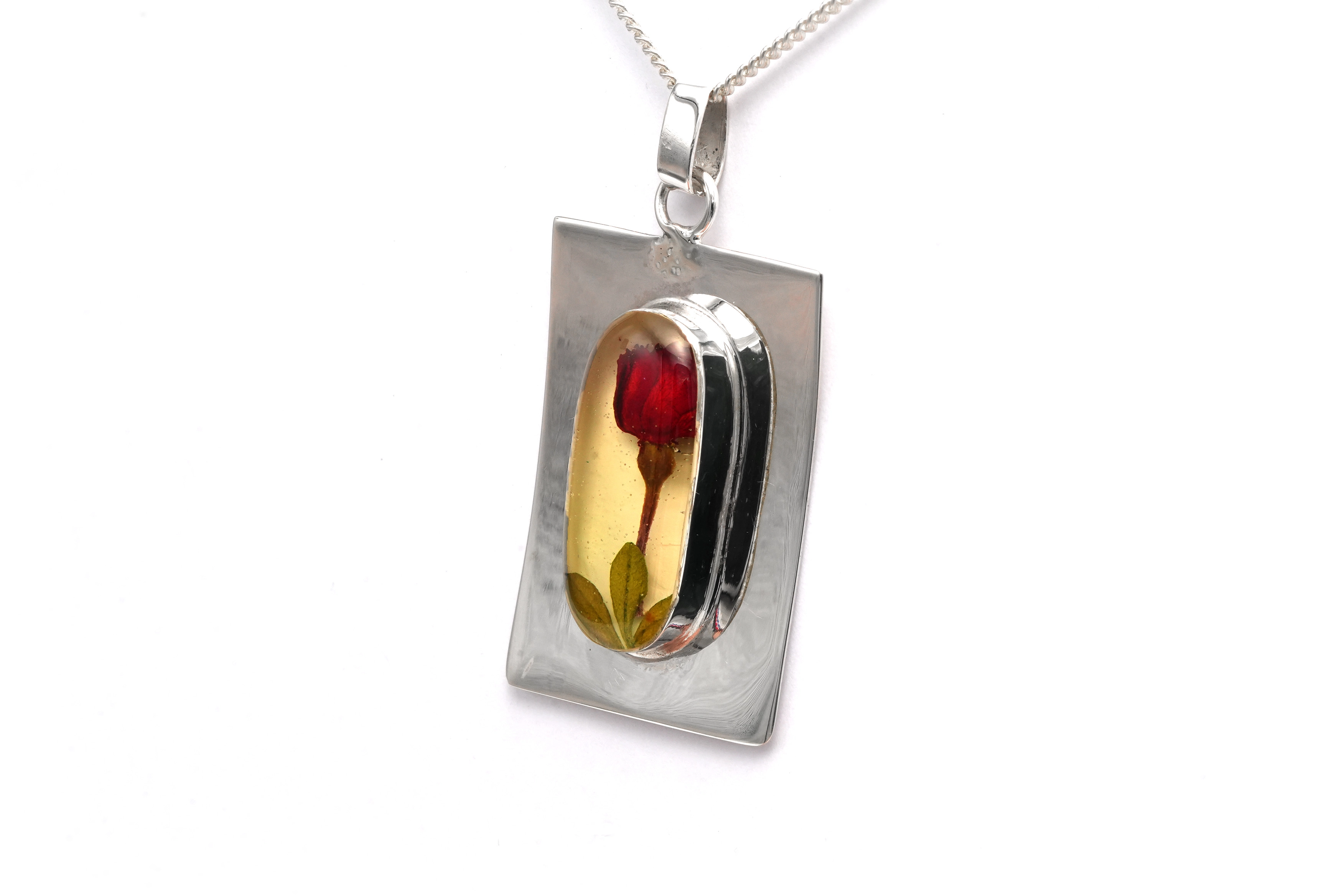 Pendentif Années 70 en argent 925 serti de résine - 3
