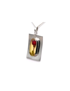 Pendentif Années 70 en argent 925 serti de résine - 3