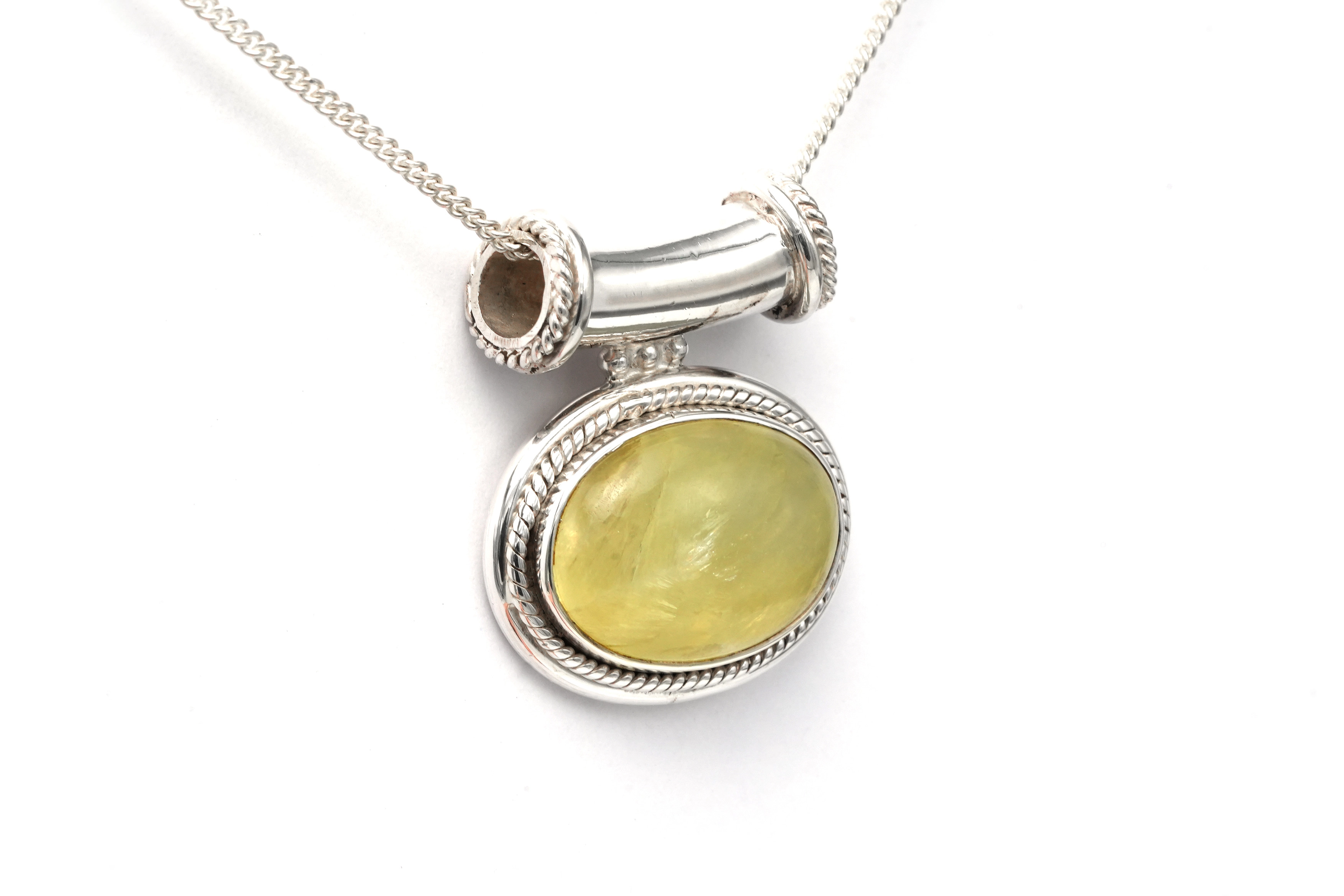 Pendentif contemporain en argent 925 serti d'un quartz - 2
