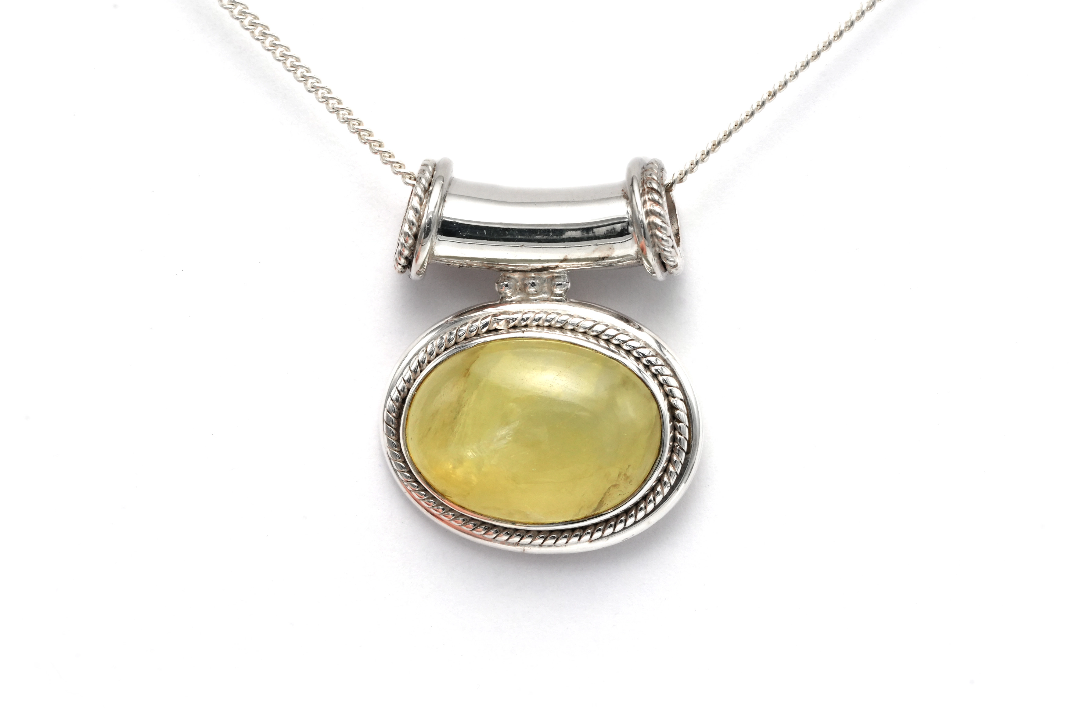 Pendentif contemporain en argent 925 serti d'un quartz - 1