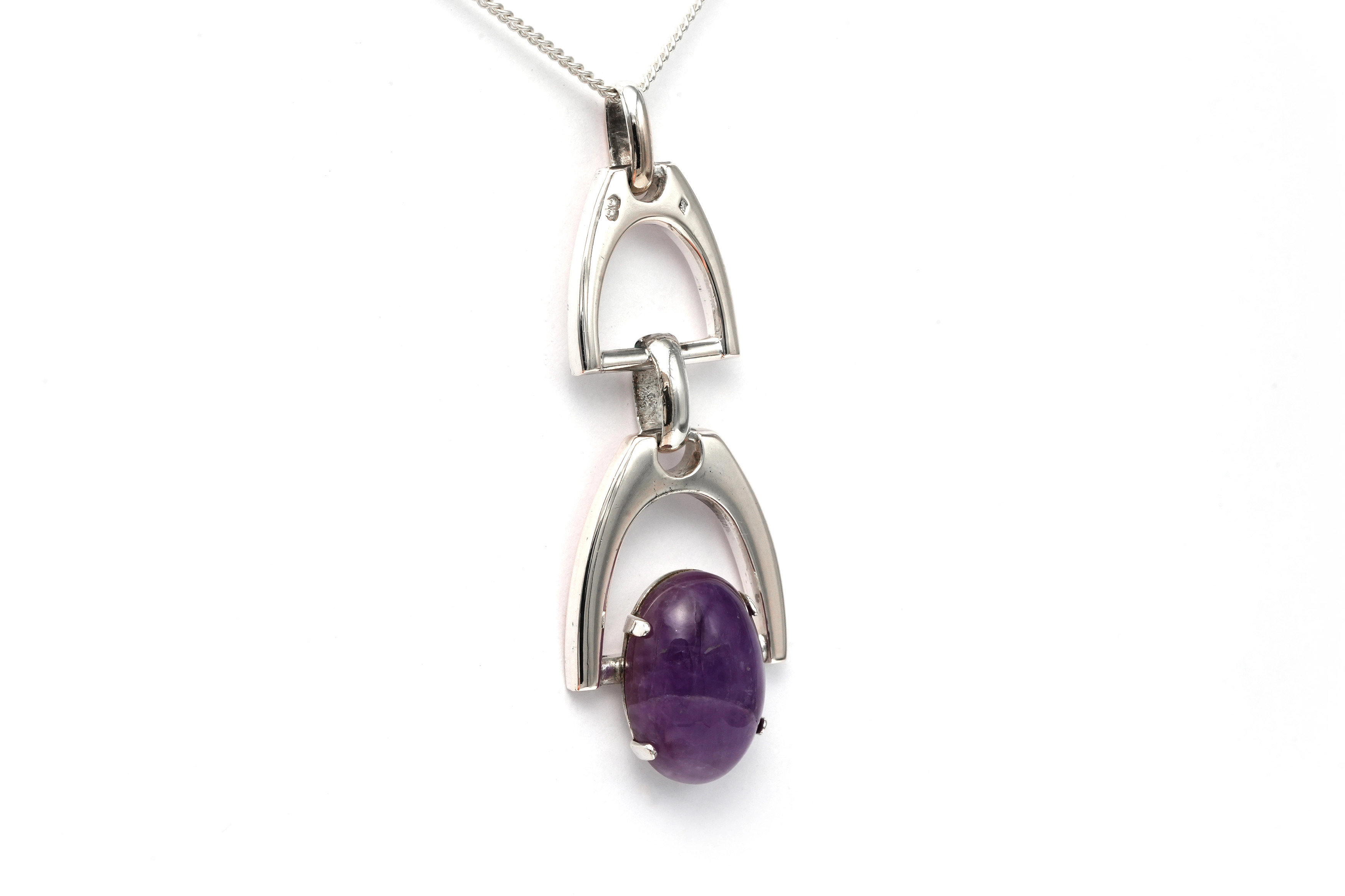 Pendentif Années 70 en argent 800 serti d'une améthyste - 2
