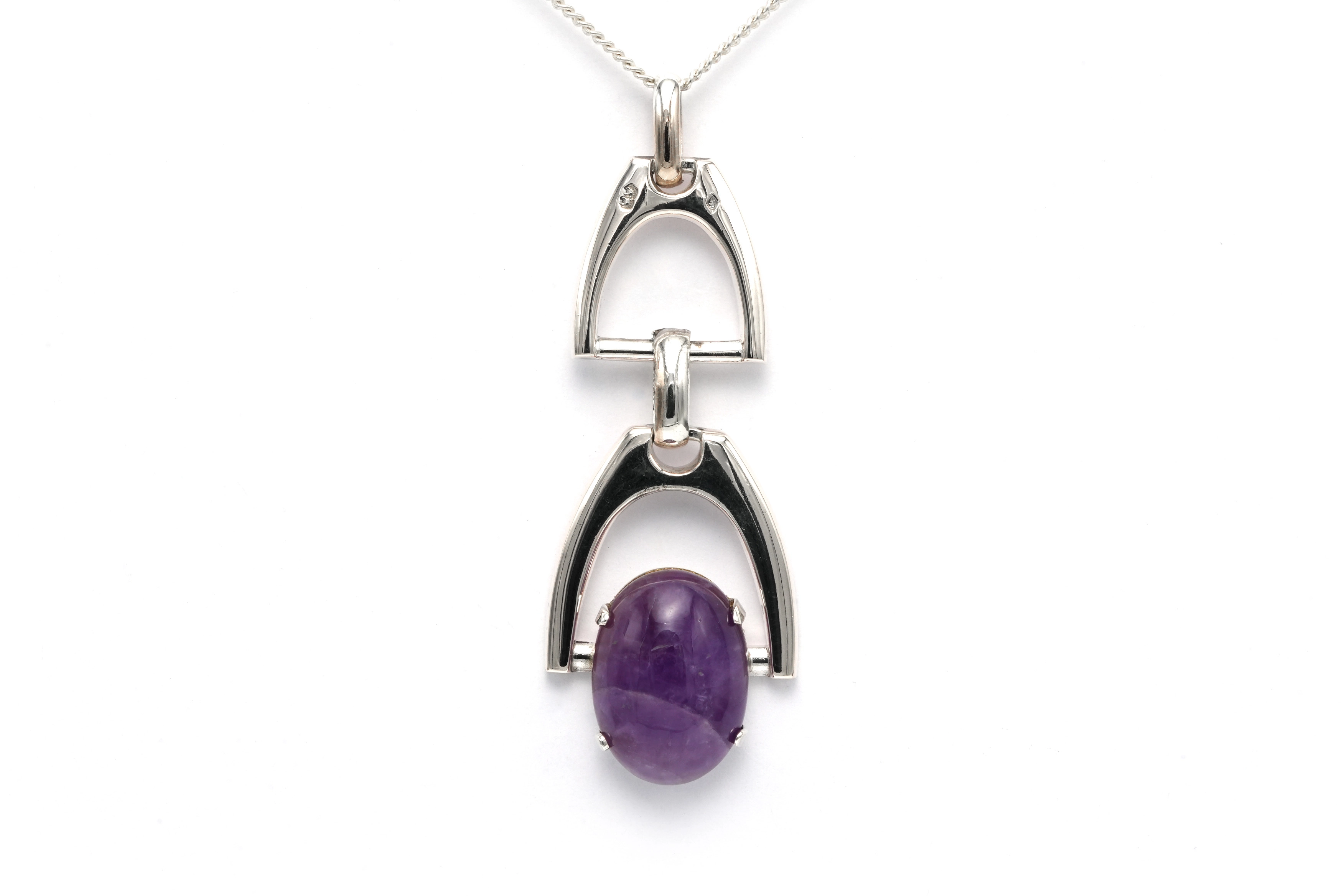 Pendentif Années 70 en argent 800 serti d'une améthyste - 1