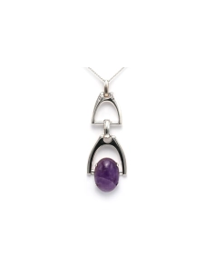 Pendentif Années 70 en argent 800 serti d'une améthyste - 1