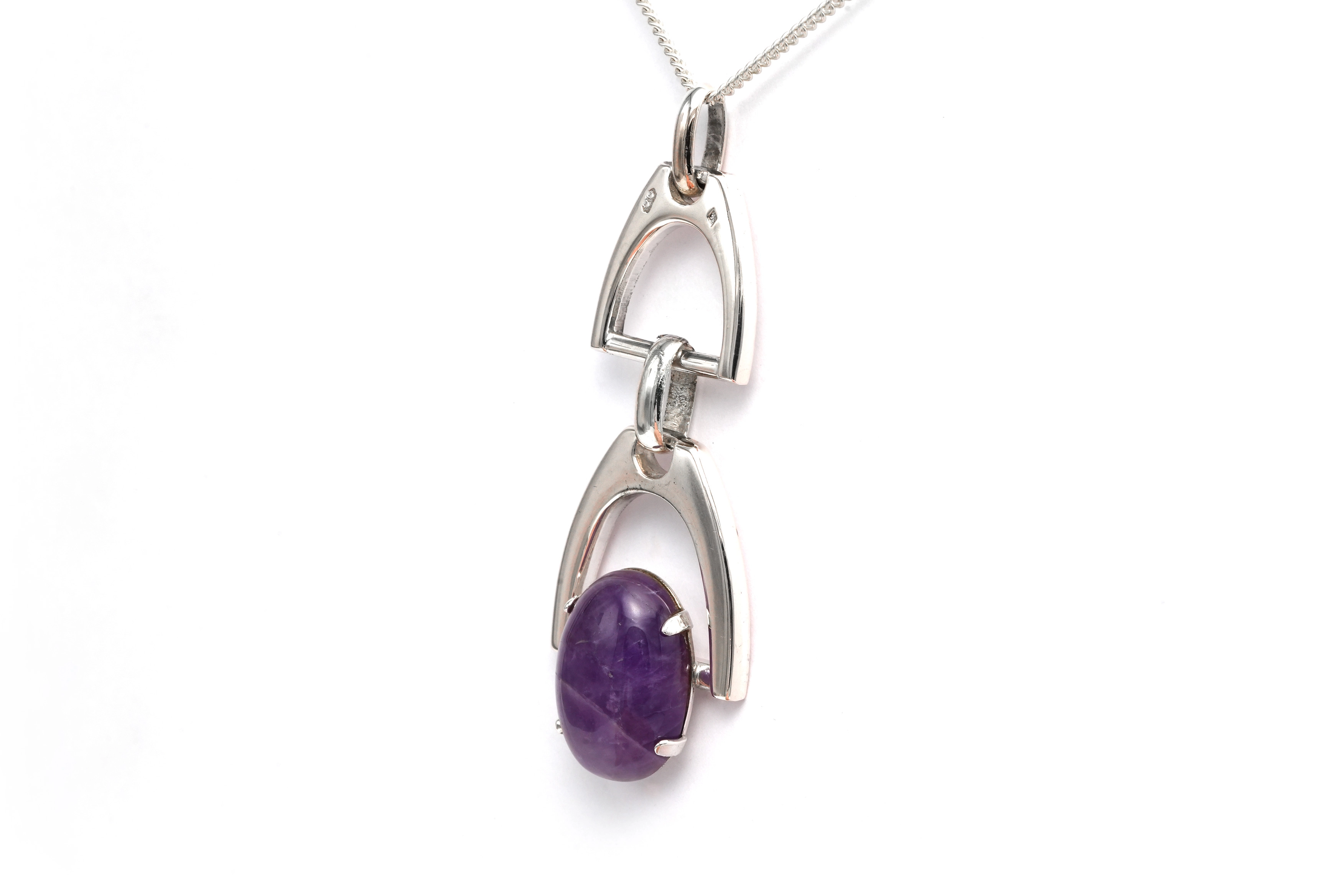 Pendentif Années 70 en argent 800 serti d'une améthyste - 3