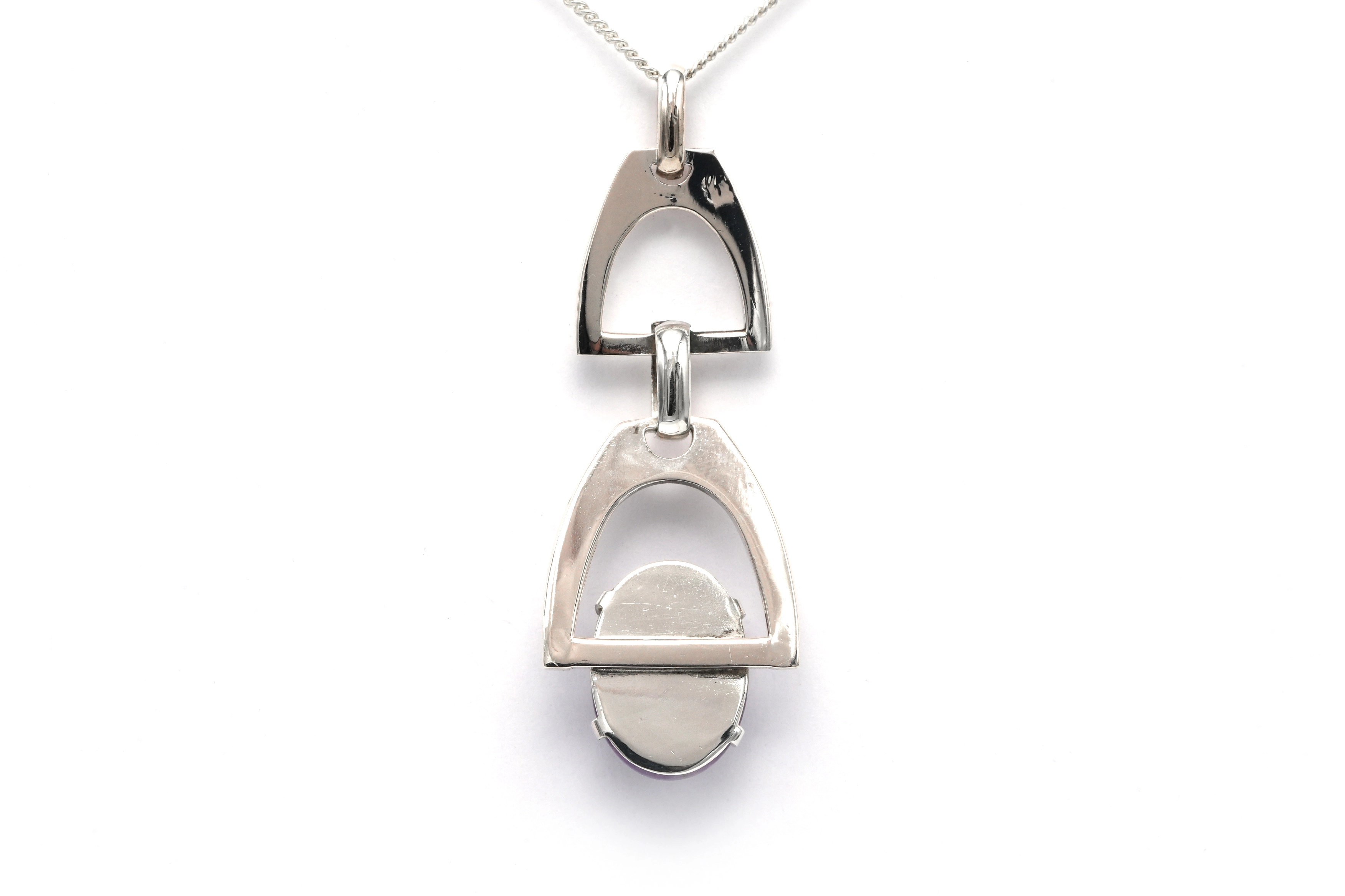 Pendentif Années 70 en argent 800 serti d'une améthyste - 4
