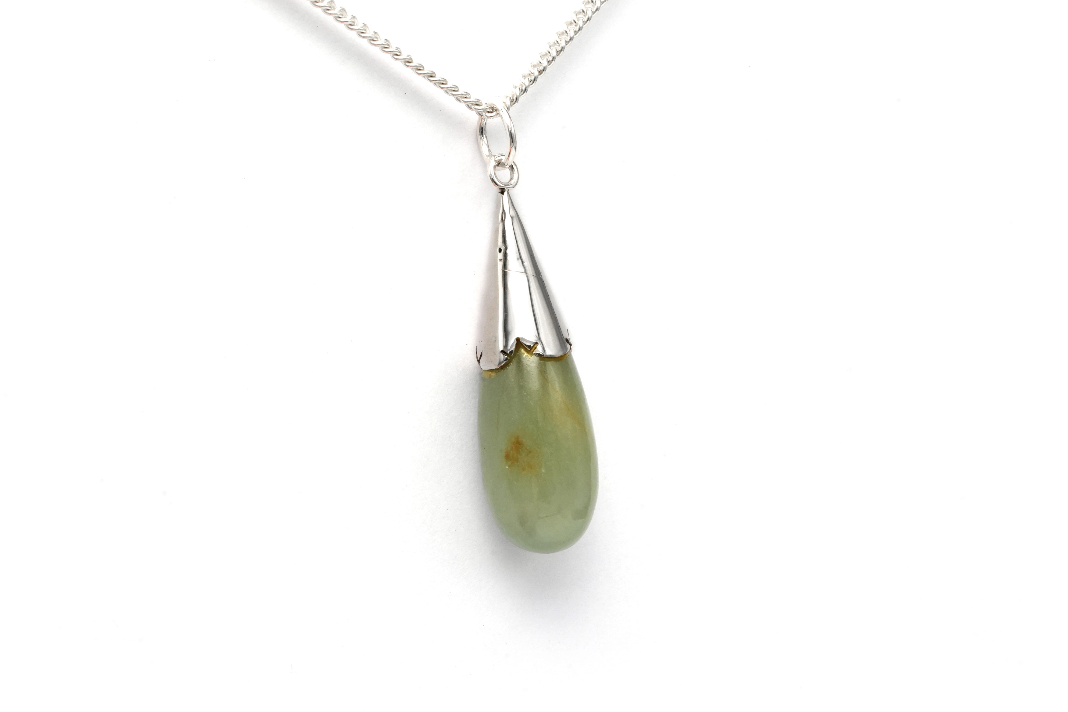 Pendentif Années 70 en argent serti d'une jade - 2