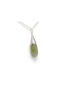 Pendentif Années 70 en argent serti d'une jade - 2
