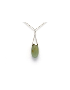 Pendentif Années 70 en argent serti d'une jade - 1