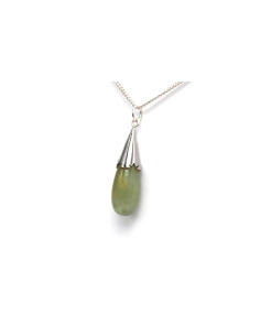 Pendentif Années 70 en argent serti d'une jade - 3