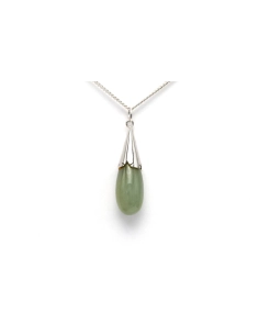 Pendentif Années 70 en argent serti d'une jade - 4