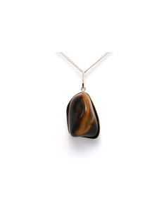 Pendentif Années 70 en argent serti d'un oeil de tigre - 1