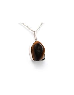 Pendentif Années 70 en argent serti d'un oeil de tigre - 2