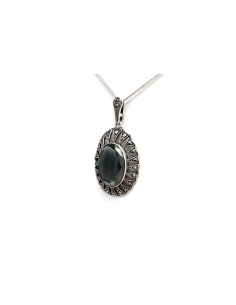 Pendentif Art Déco en argent 835 serti d'une hématite et de marcassites - - 3