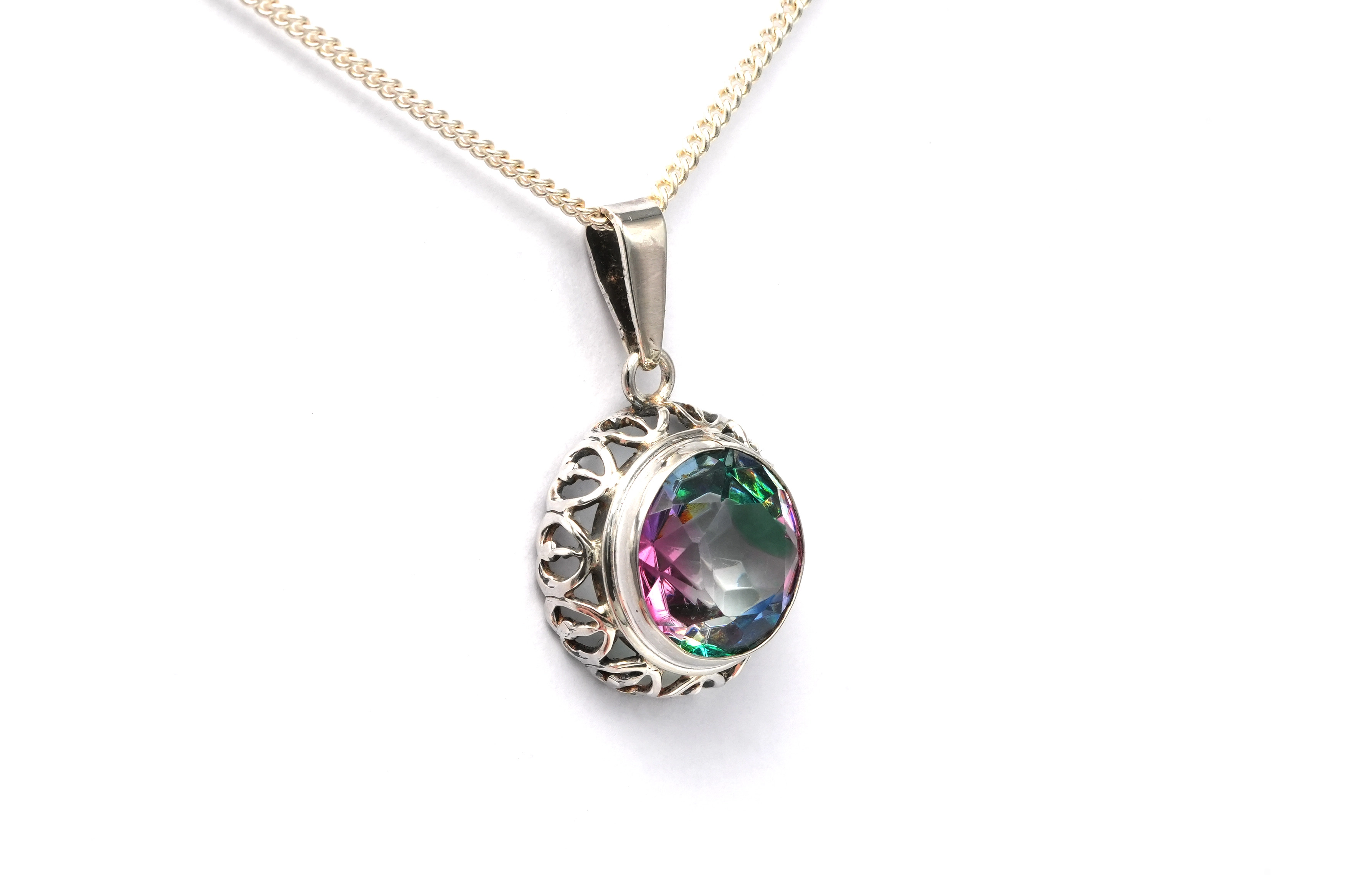 Pendentif Art Déco en argent 830 serti d'une pierre du Rhin - 1