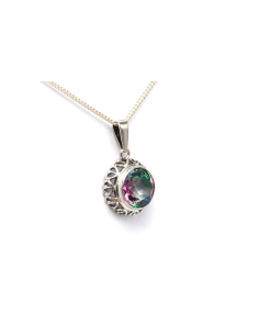 Pendentif Art Déco en argent 830 serti d'une pierre du Rhin - 1