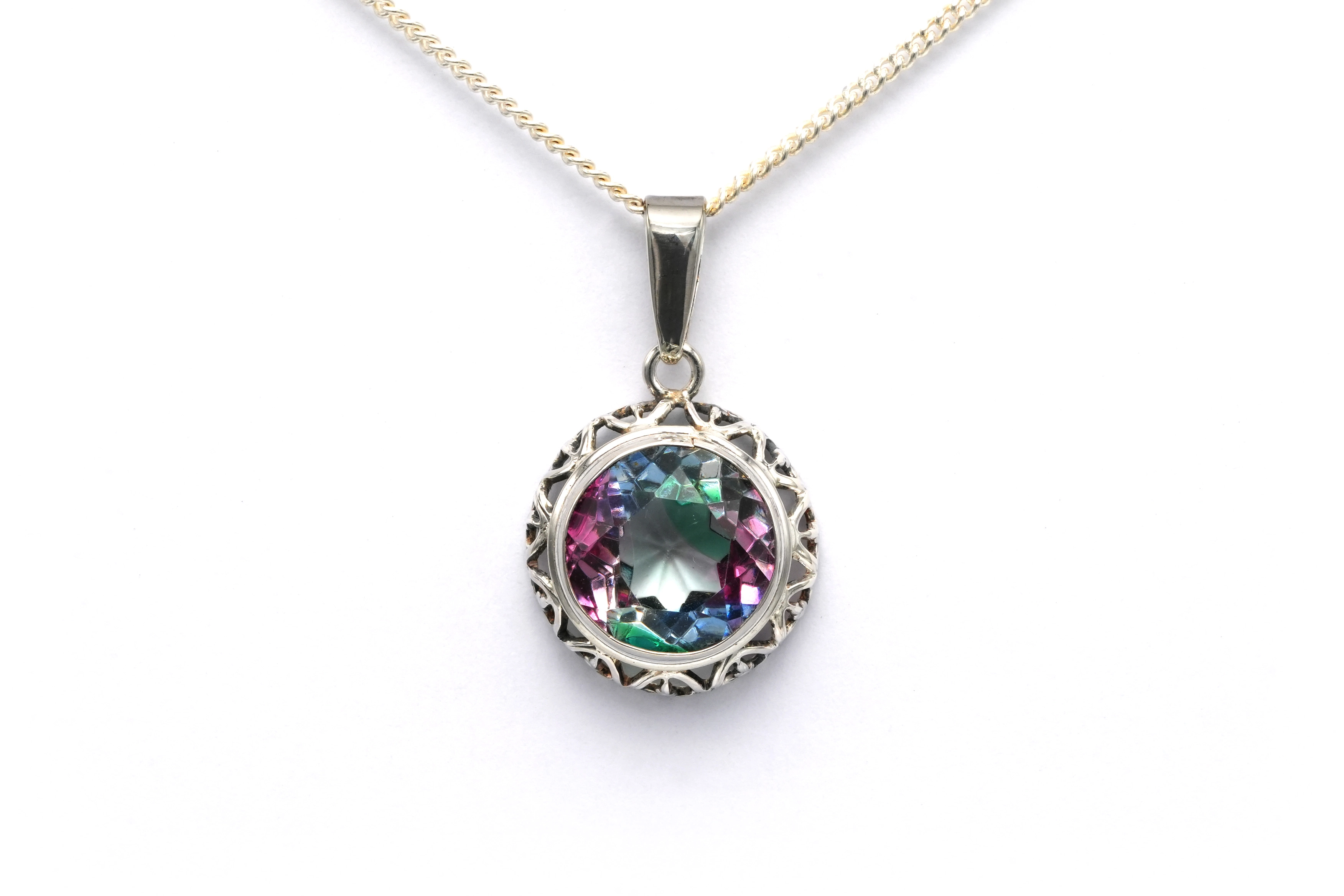 Pendentif Art Déco en argent 830 serti d'une pierre du Rhin - 2