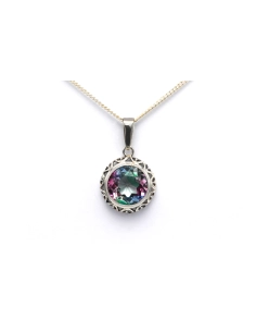 Pendentif Art Déco en argent 830 serti d'une pierre du Rhin - 2