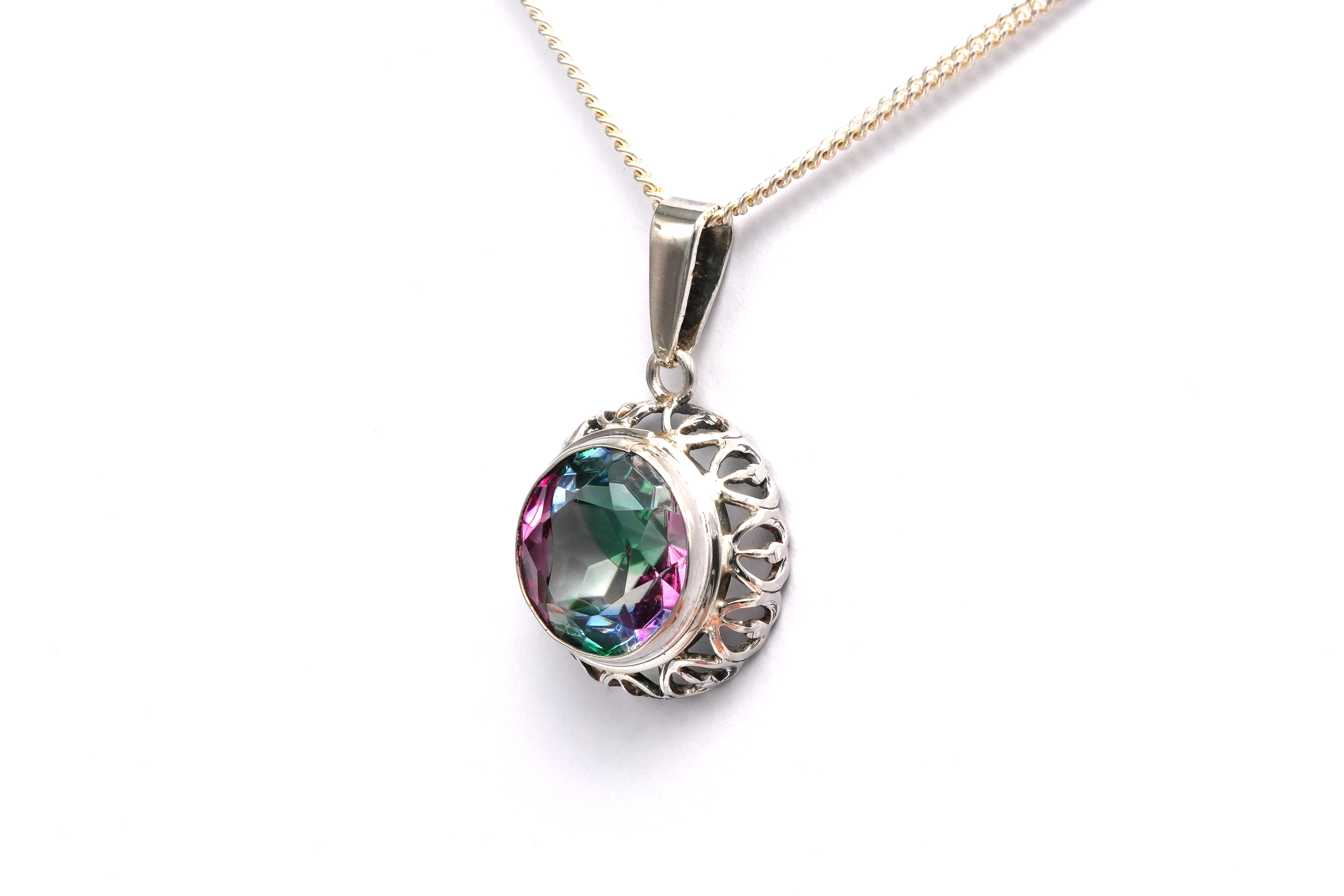 Pendentif Art Déco en argent 830 serti d'une pierre du Rhin - 3