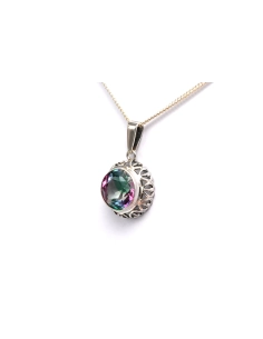 Pendentif Art Déco en argent 830 serti d'une pierre du Rhin - 3