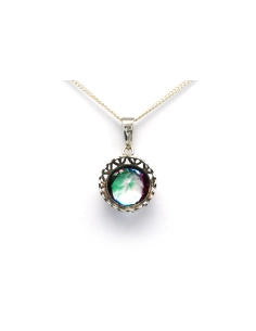 Pendentif Art Déco en argent 830 serti d'une pierre du Rhin - 4