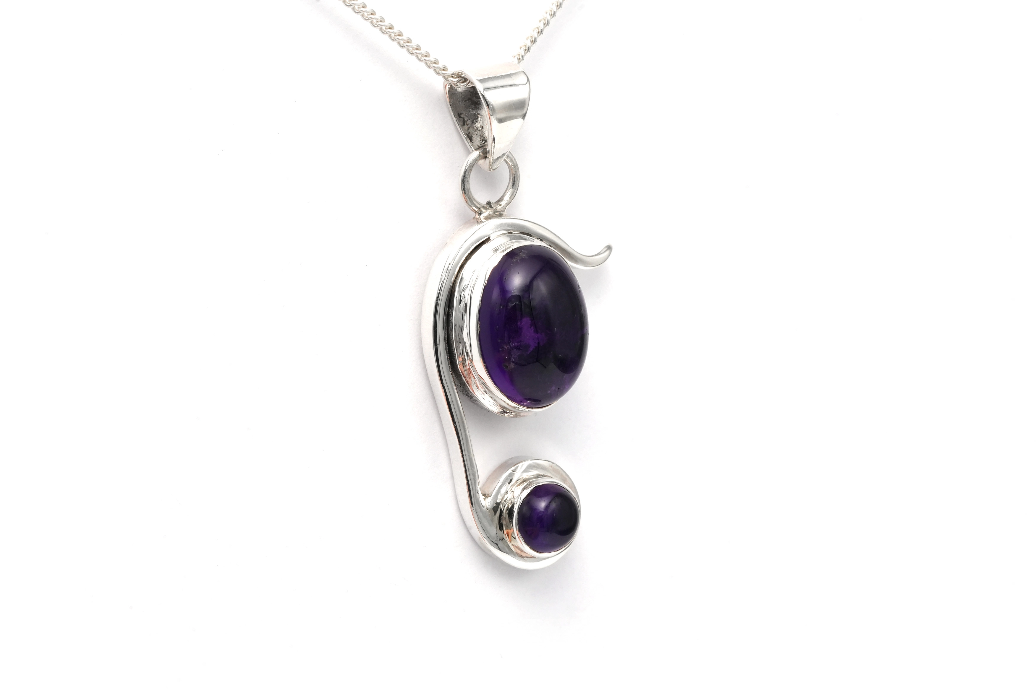 Pendentif contemporain en argent 925 serti d'une améthyste - 1