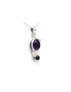 Pendentif contemporain en argent 925 serti d'une améthyste - 1